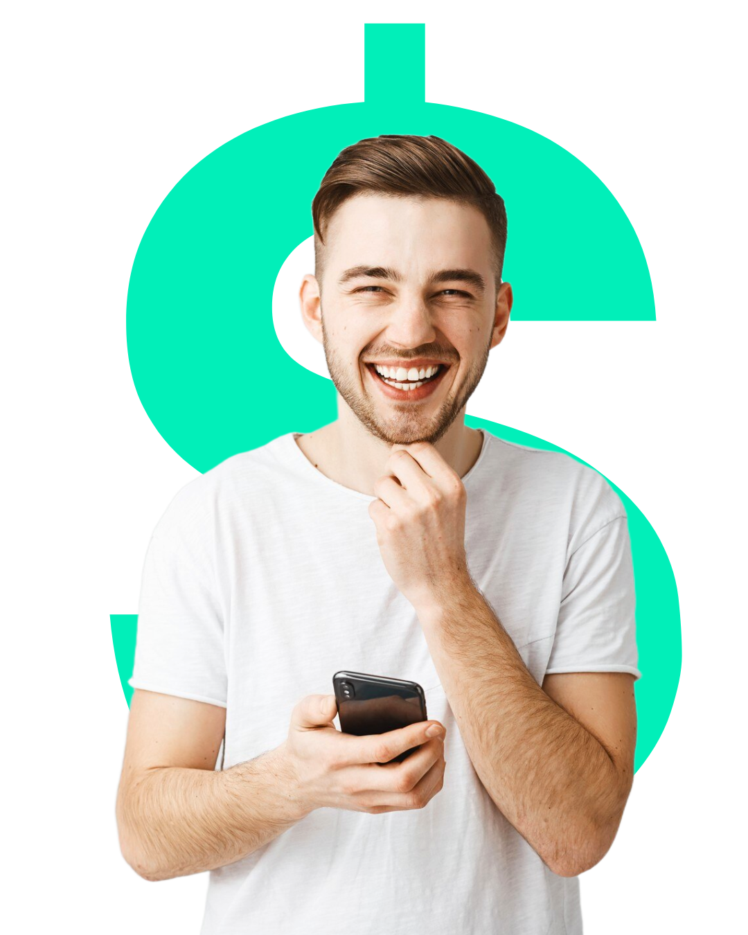 Homem sorrindo com celular